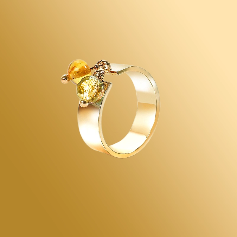 Кольца бижутерия с янтарем